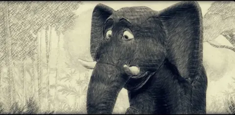 Midnight Delight — stills from the animated opening — the elephant on his feet