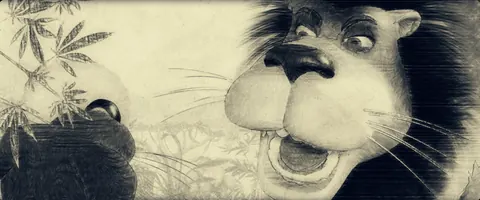 Midnight Delight — stills from the animated opening — the lion, mid-sermon