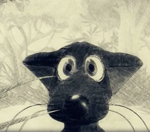 Midnight Delight — stills from the animated opening — the mouse, making his case