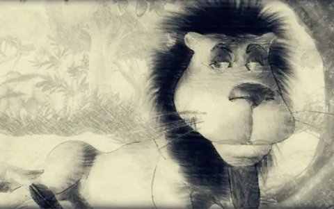 Midnight Delight — stills from the animated opening — the lion, hearing him out