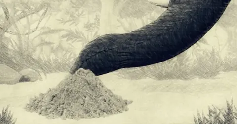 Midnight Delight — stills from the animated opening — the elephant, put to work