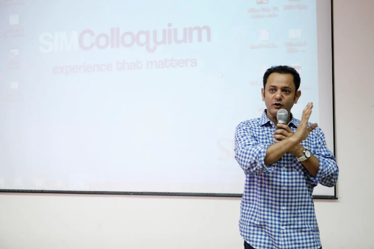 Rohit Gupta speaking at the SIM Colloquium, Symbiosis
